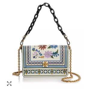 Tory Burch Kira Floral Leather Shoulder Bag